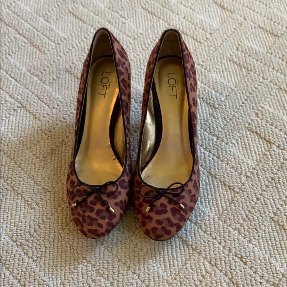 Loft leopard suede heels